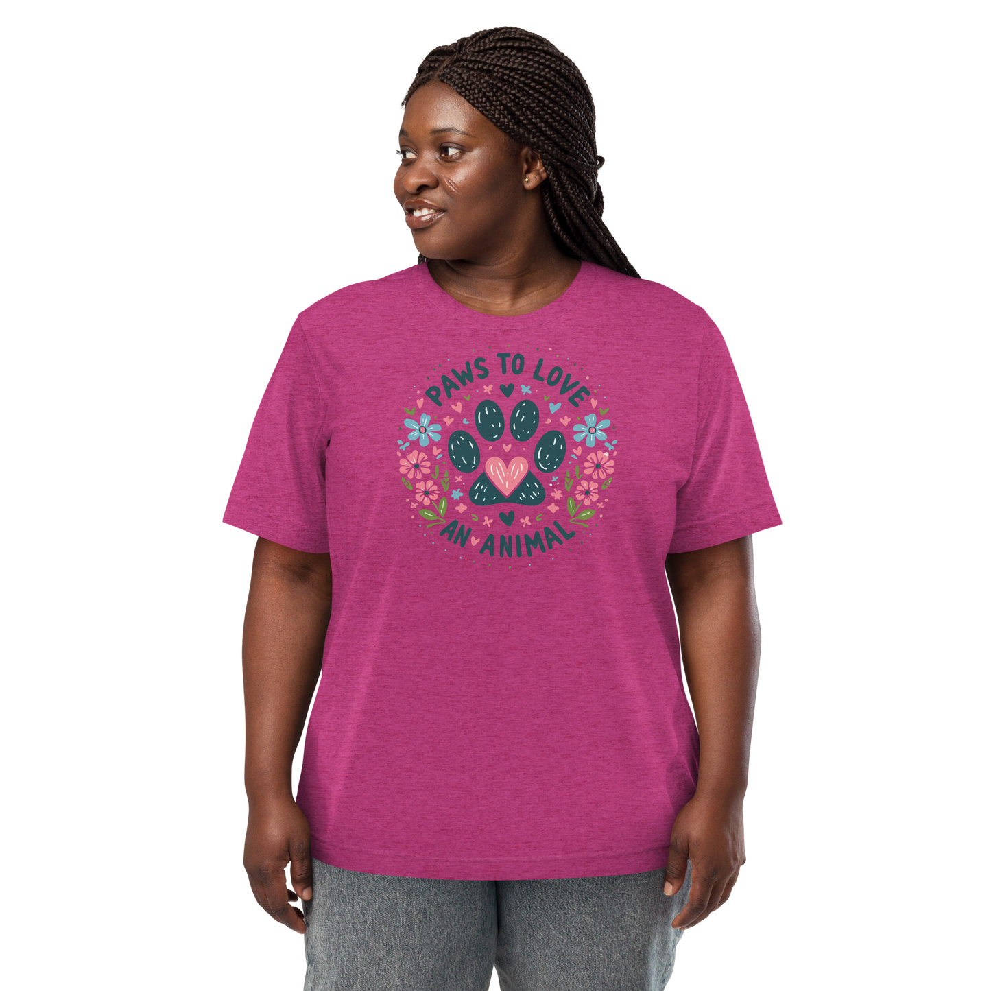 Floral Pawprints - Paws to Love - Tri-Blend Tee