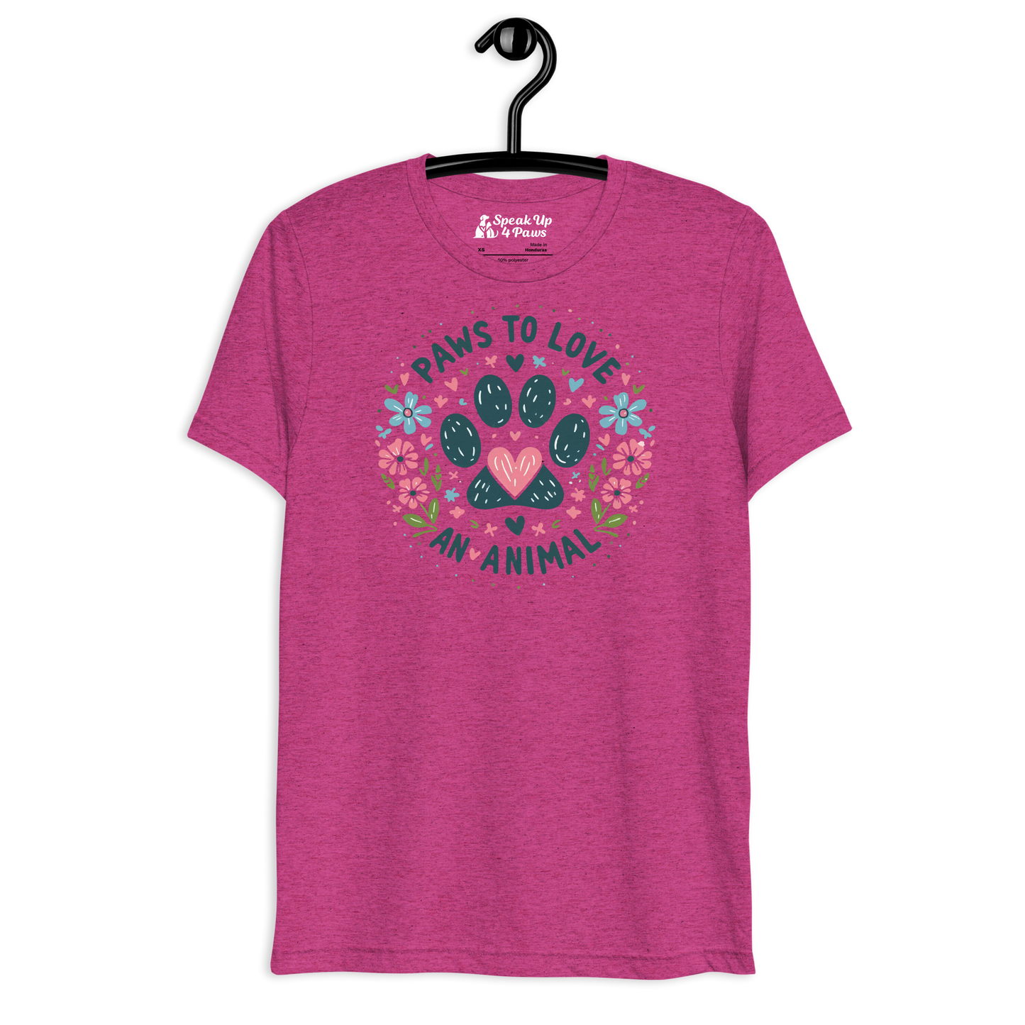 Floral Pawprints - Paws to Love - Tri-Blend Tee