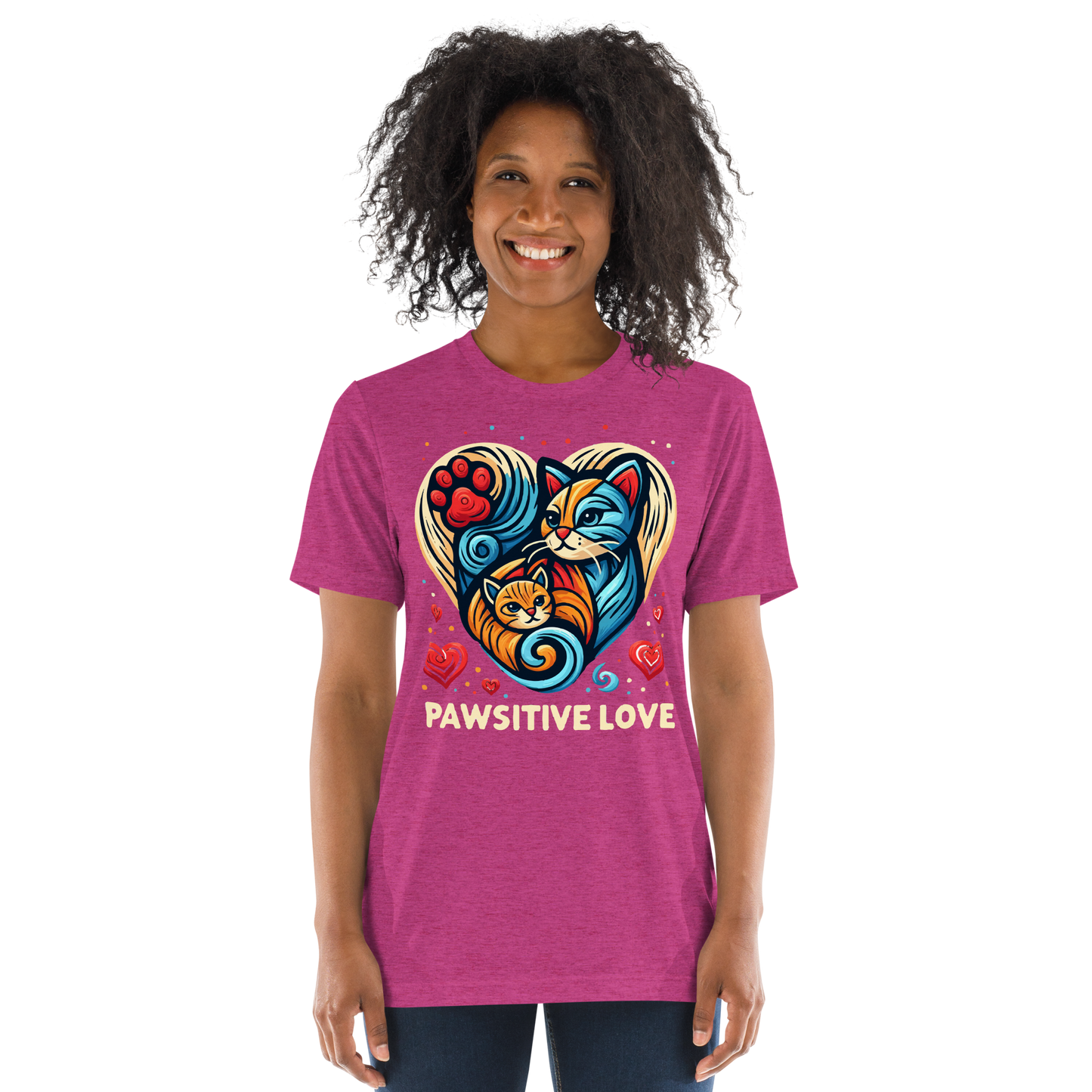 Feline Harmony - Pawsitive Love - Tri-Blend Tee