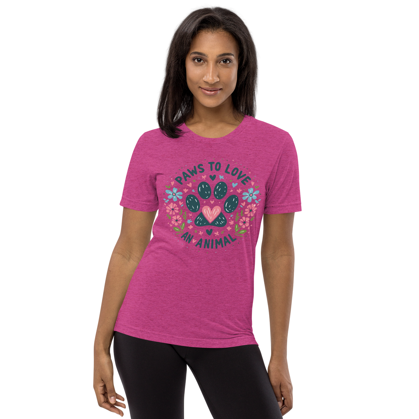 Floral Pawprints - Paws to Love - Tri-Blend Tee