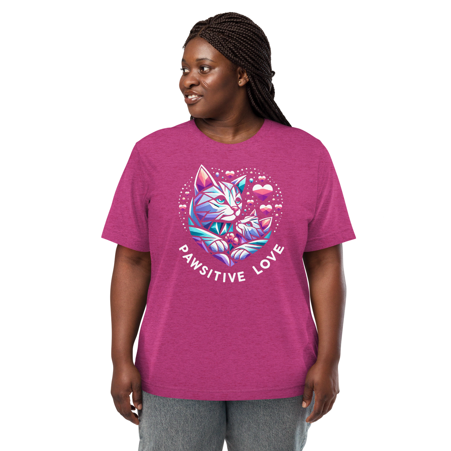 Geometric Whiskerheart - Pawsitive Love - Tri-Blend Tee