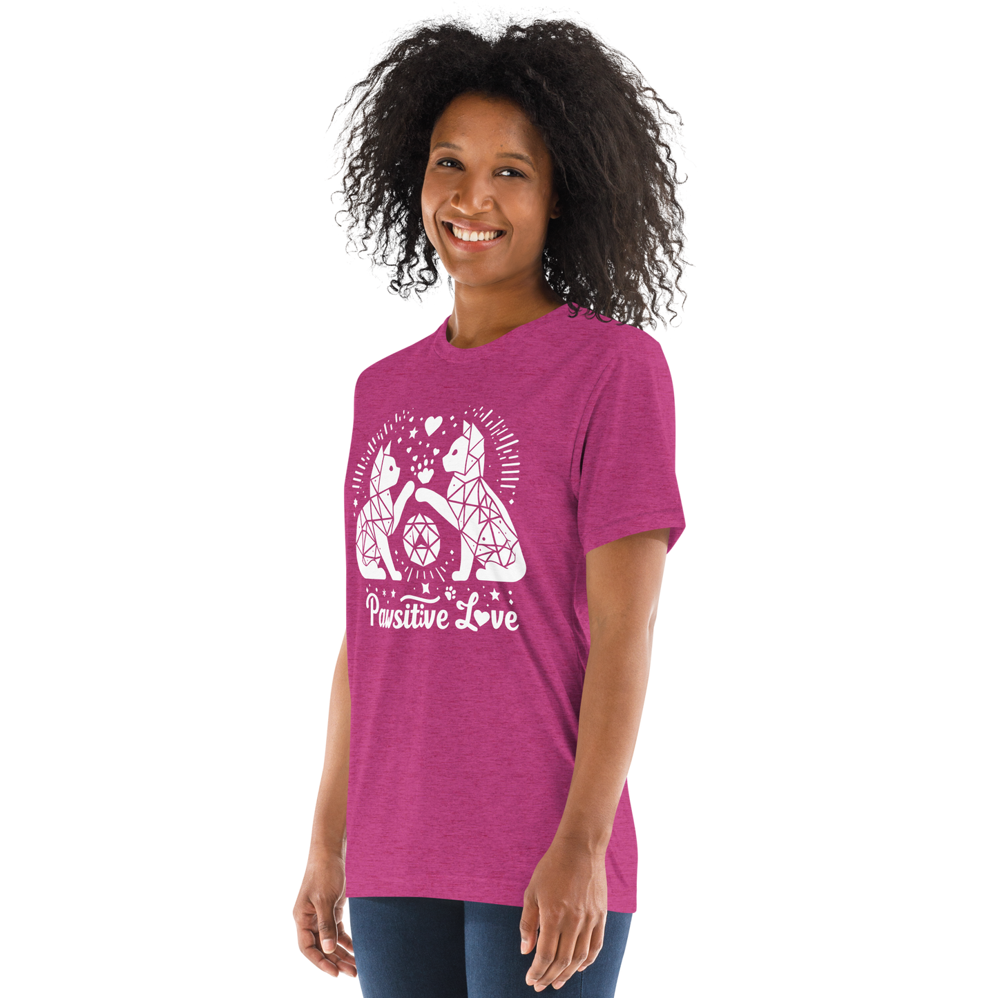 Geometric Whiskerplay - Pawsitive Love - Tri-Blend Tee