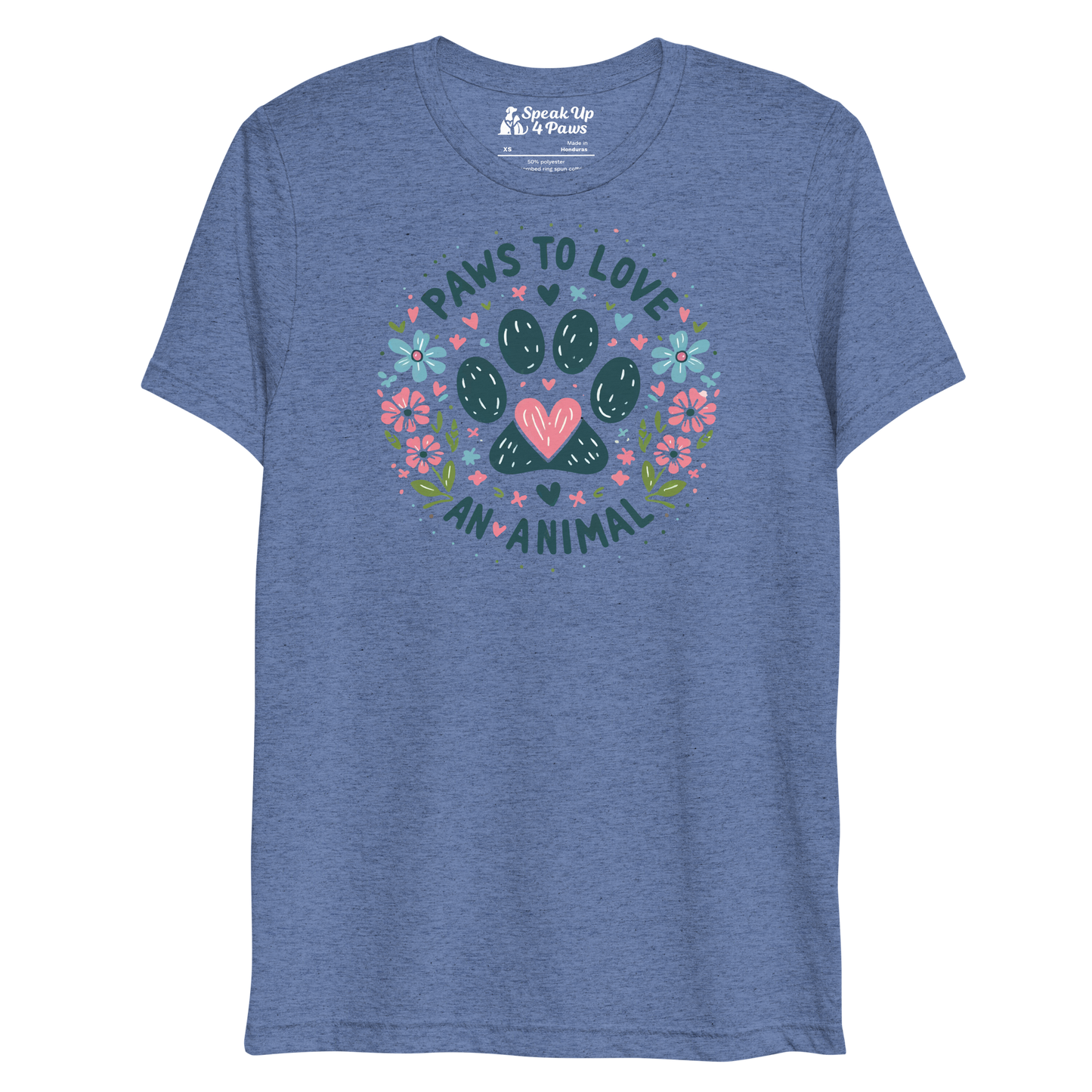 Floral Pawprints - Paws to Love - Tri-Blend Tee