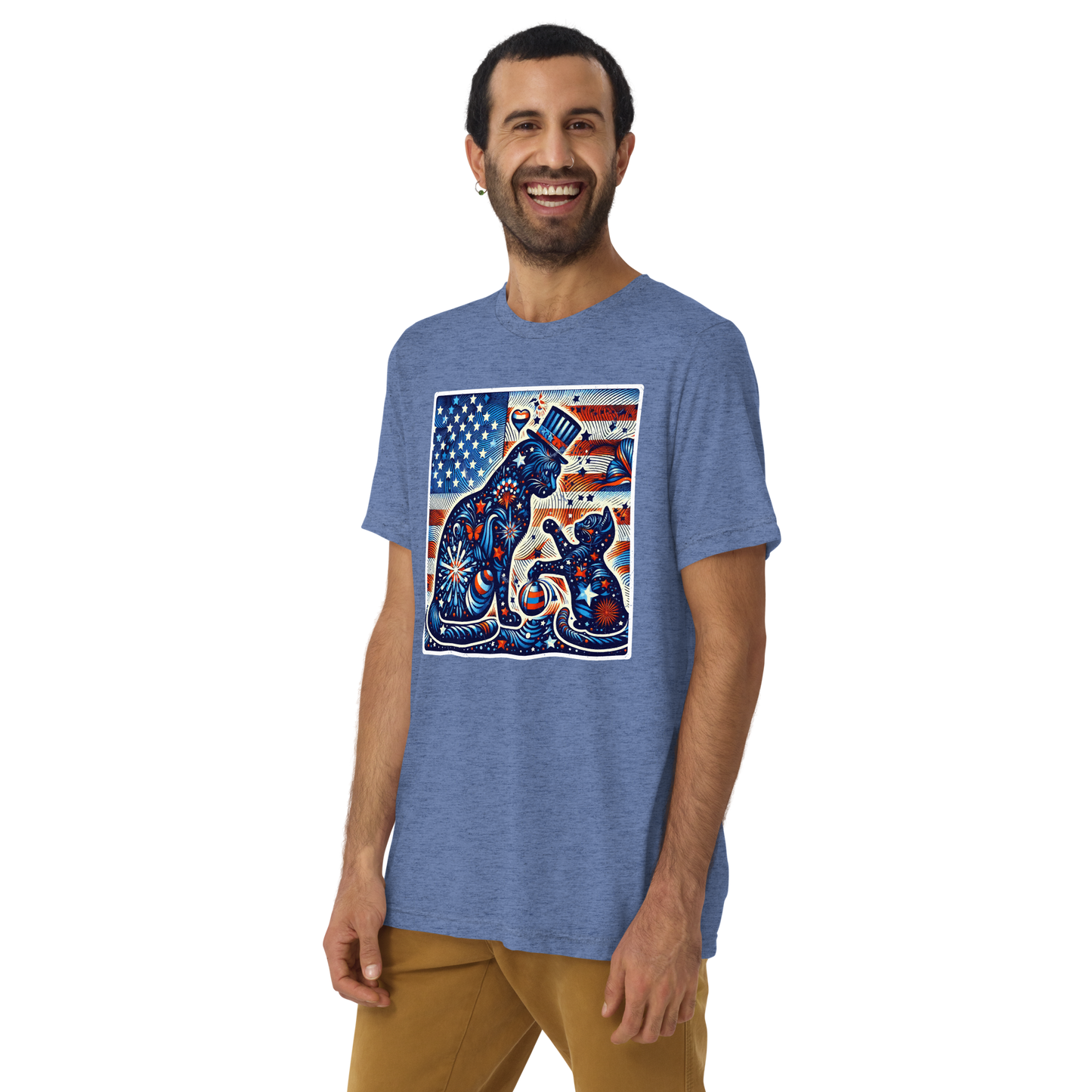 Feline Fireworks Fiesta -Tri-Blend Tee