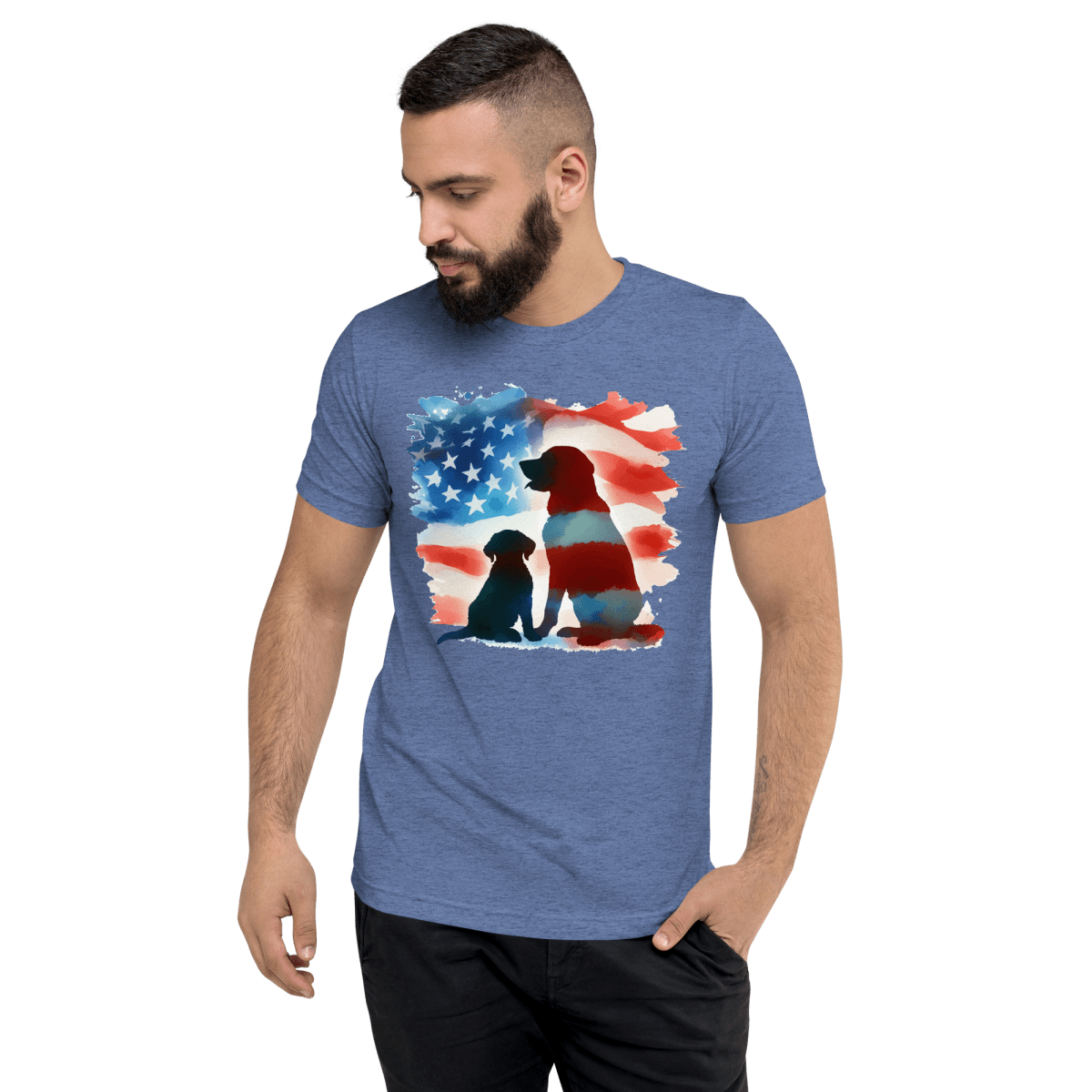 Patriotic Dreams - Men's Tri - Blend Comfort Tee - Unisex Tri - Blend - Speak Up 4 Paws