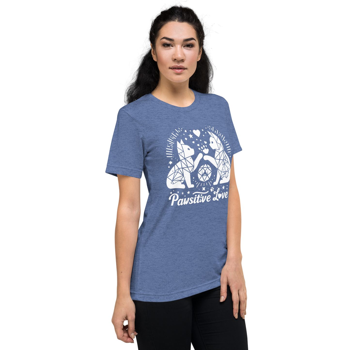 Geometric Whiskerplay - Pawsitive Love - Tri-Blend Tee