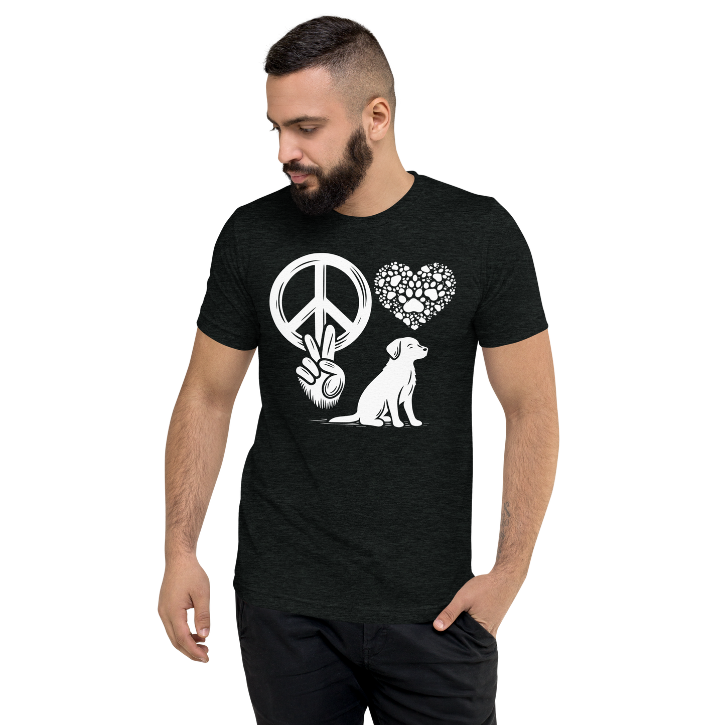 Harmony Unleashed - Peace-Love-Dog - Men's Tri-Blend ComfortTee