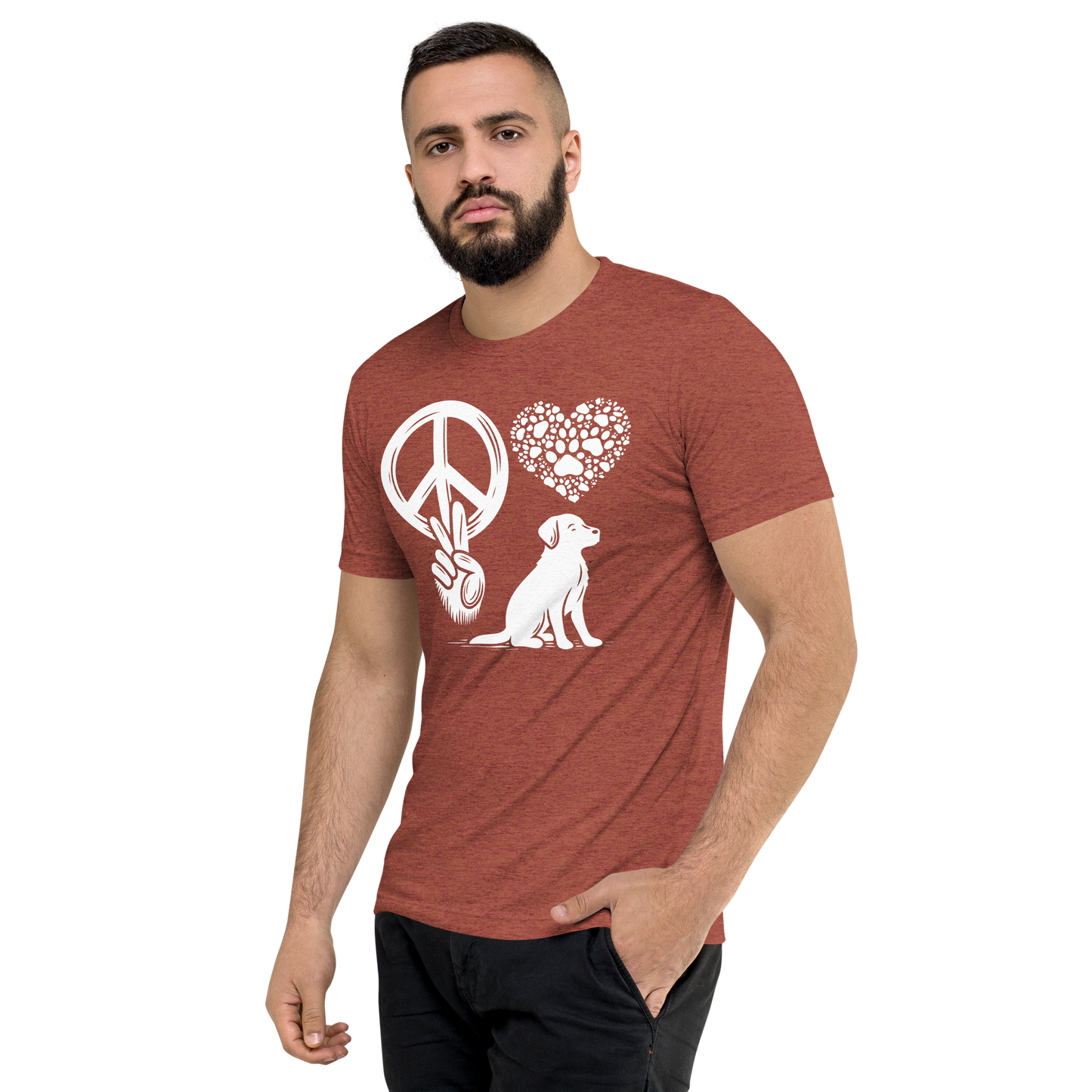 Harmony Unleashed - Peace-Love-Dog - Men's Tri-Blend ComfortTee