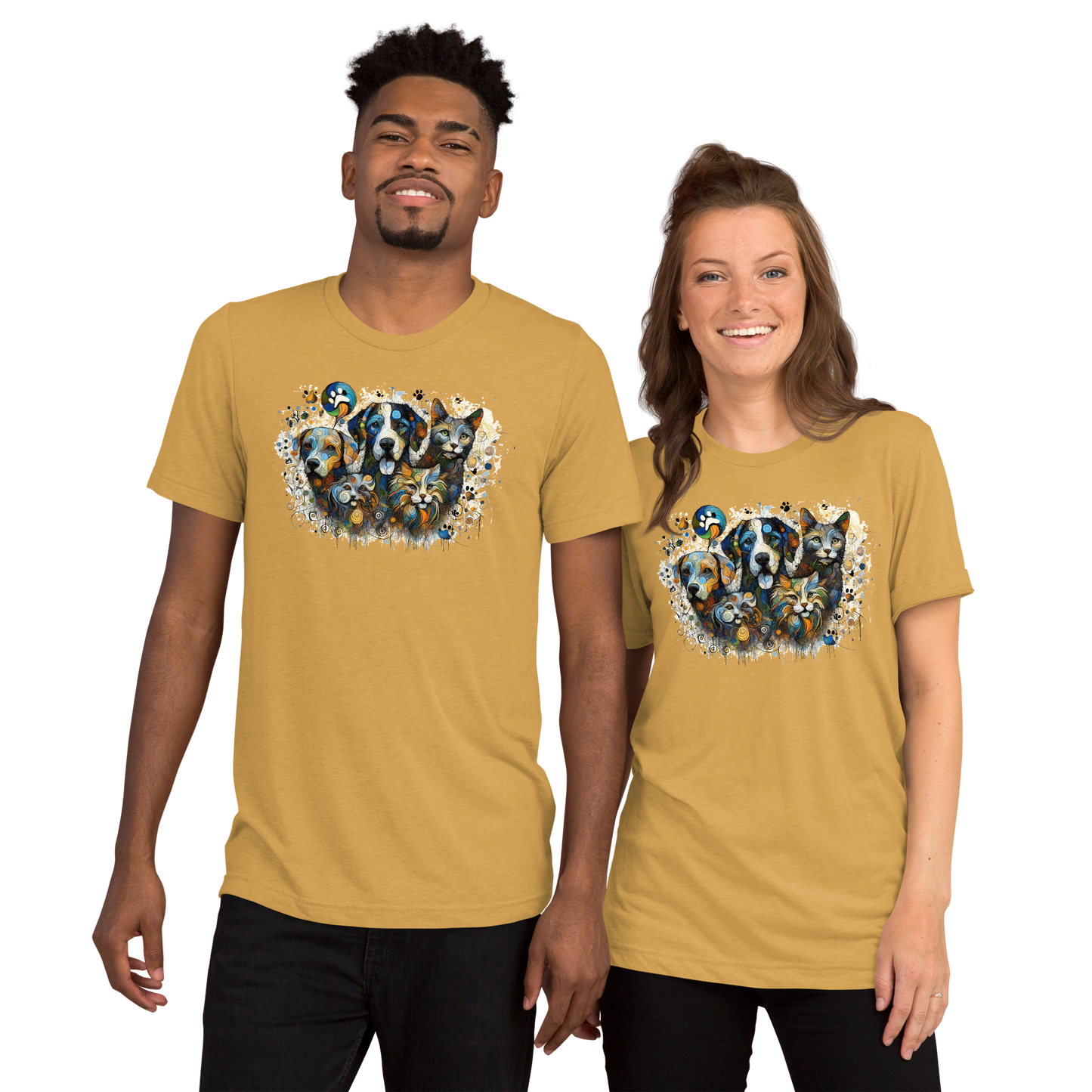 Paws in Colorful Conversation - Pollock - Tri-Blend Tee