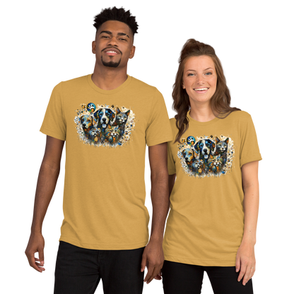 Paws in Colorful Conversation - Pollock - Tri-Blend Tee