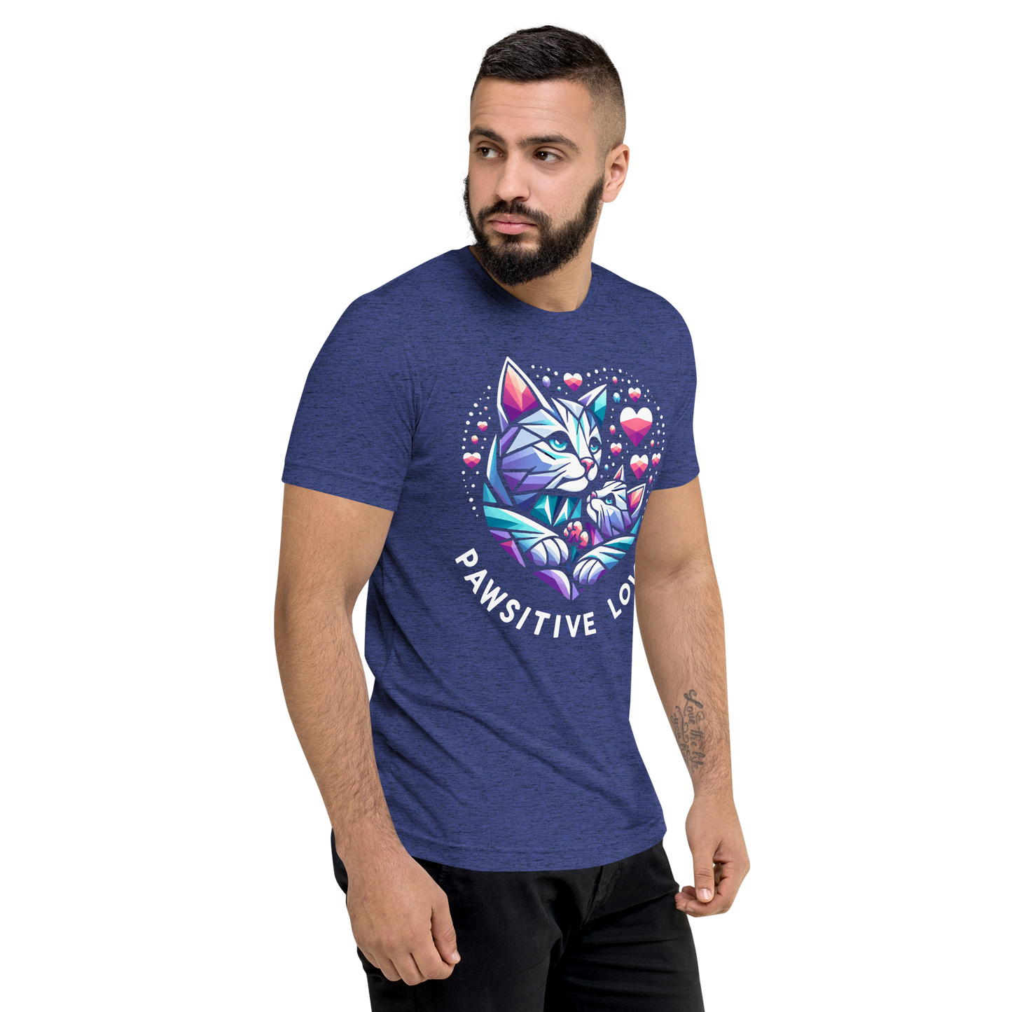 Geometric Whiskerheart - Pawsitive Love - Tri-Blend Tee