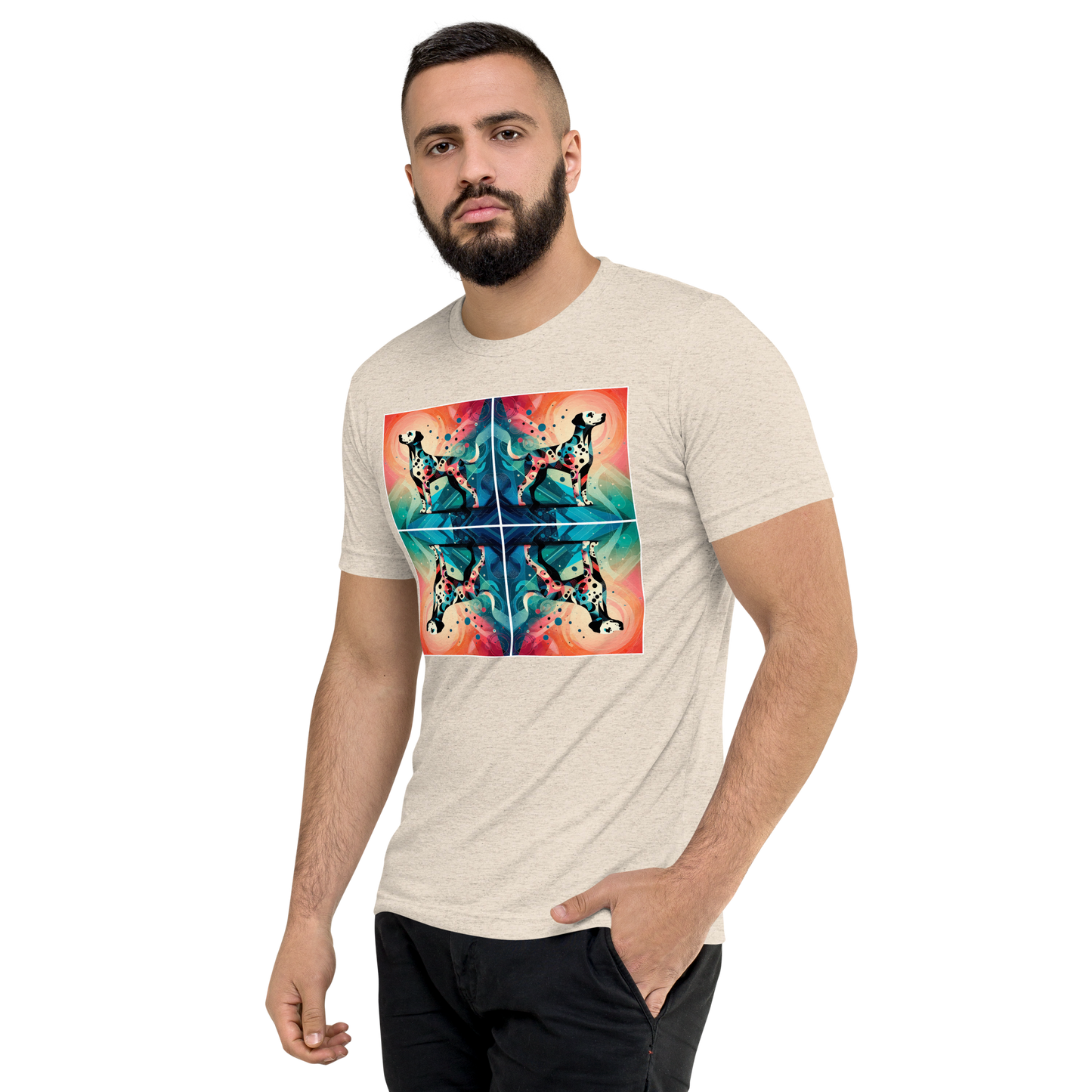 Vibrant Canine Mosaic - Men's Tri-Blend Comfort Tee