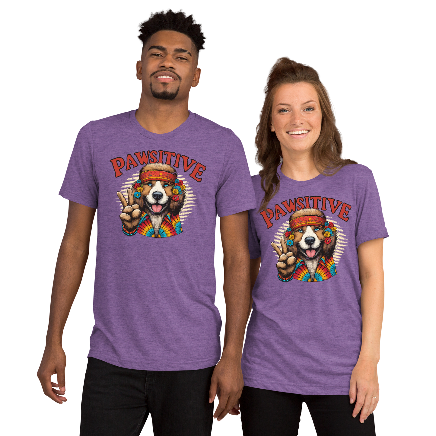 Groovy Canine Vibes - Pawsitive Peace - Tri-Blend Tee