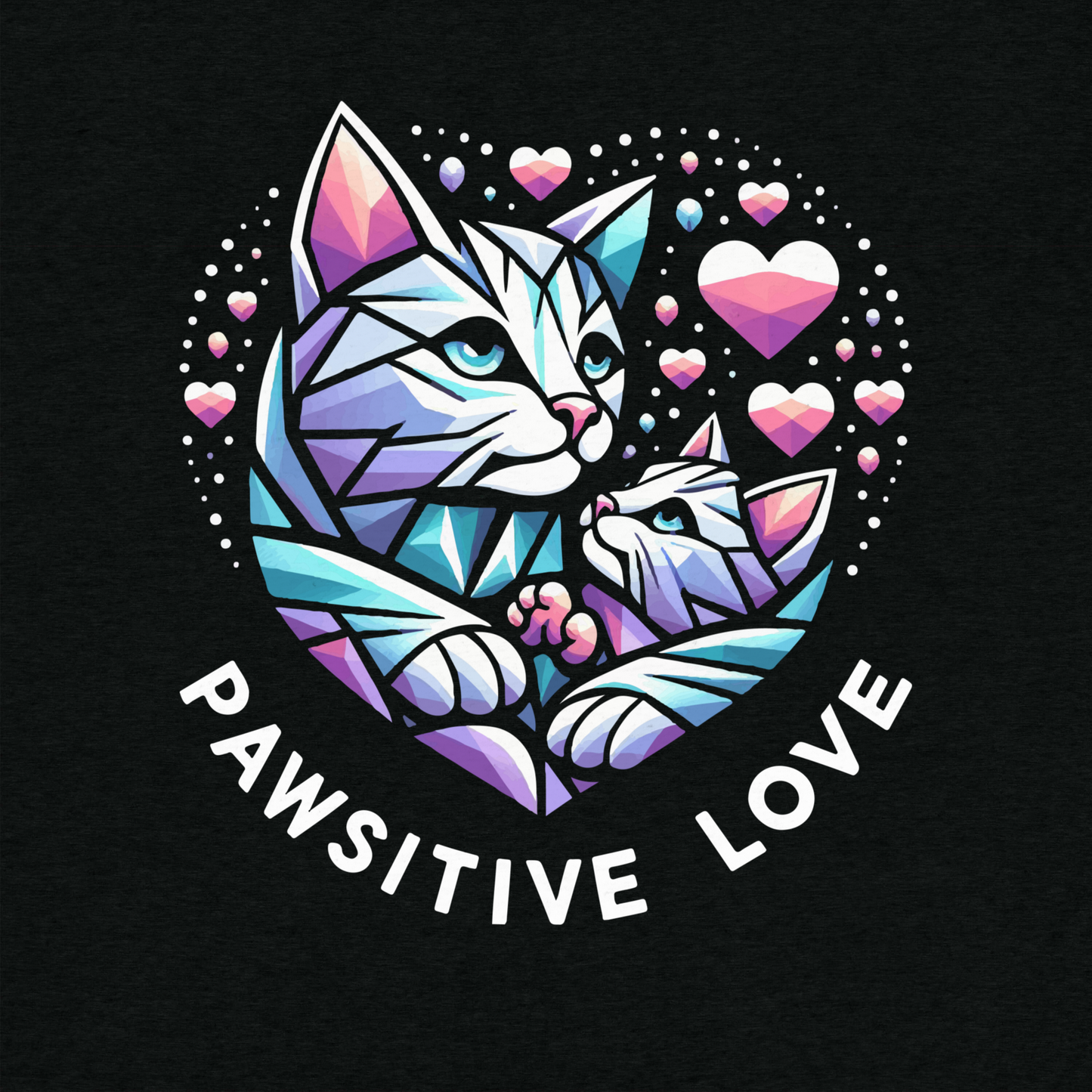 Geometric Whiskerheart - Pawsitive Love - Tri-Blend Tee