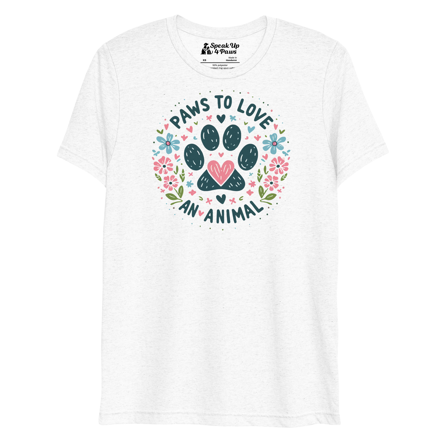 Floral Pawprints - Paws to Love - Tri-Blend Tee