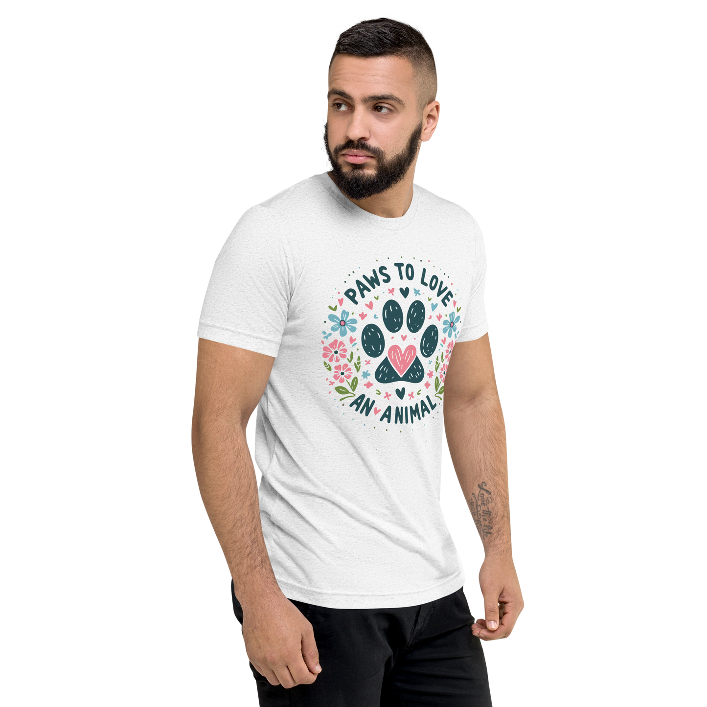 Floral Pawprints - Paws to Love - Tri-Blend Tee