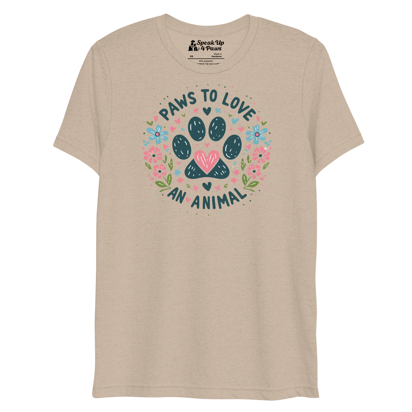 Floral Pawprints - Paws to Love - Tri-Blend Tee