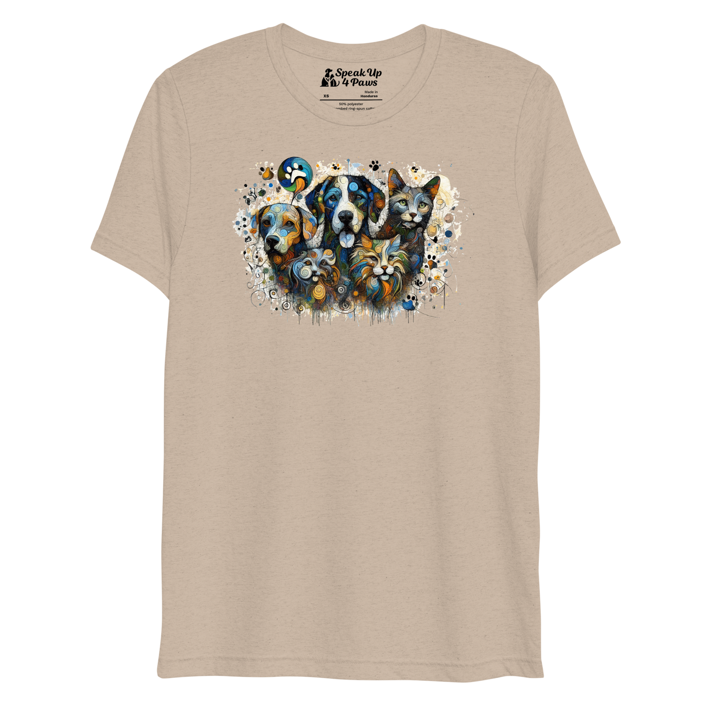 Paws in Colorful Conversation - Pollock - Tri-Blend Tee