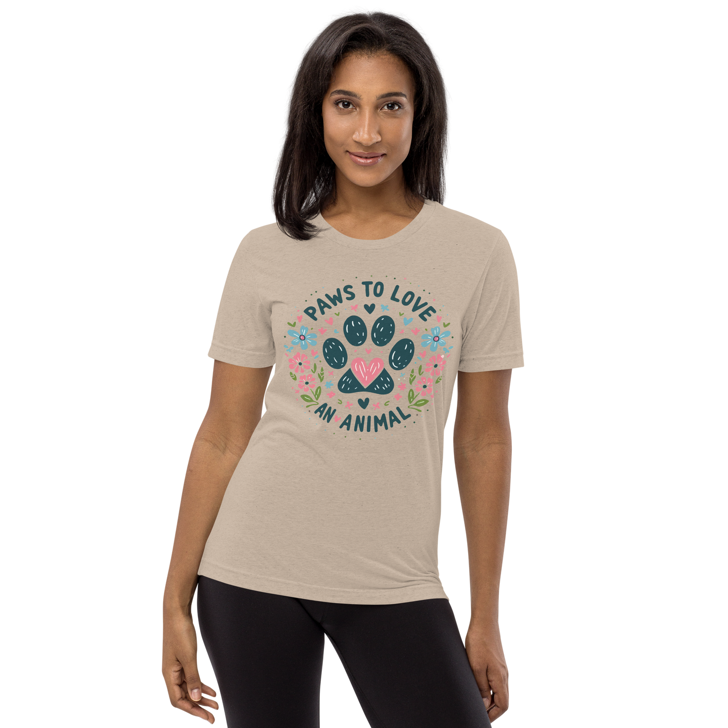 Floral Pawprints - Paws to Love - Tri-Blend Tee