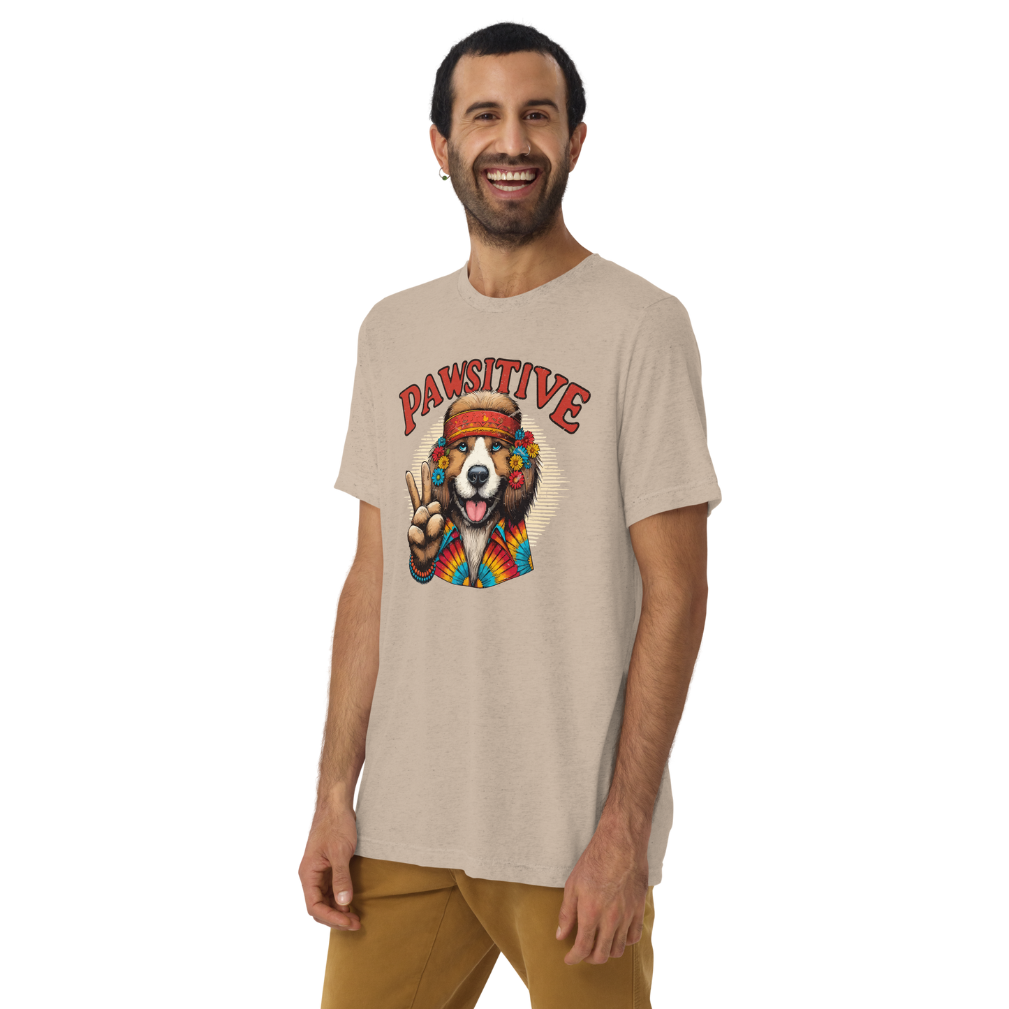 Groovy Canine Vibes - Pawsitive Peace -Men's Tri-Blend Comfort Tee