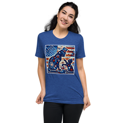 Feline Fireworks Fiesta -Tri-Blend Tee