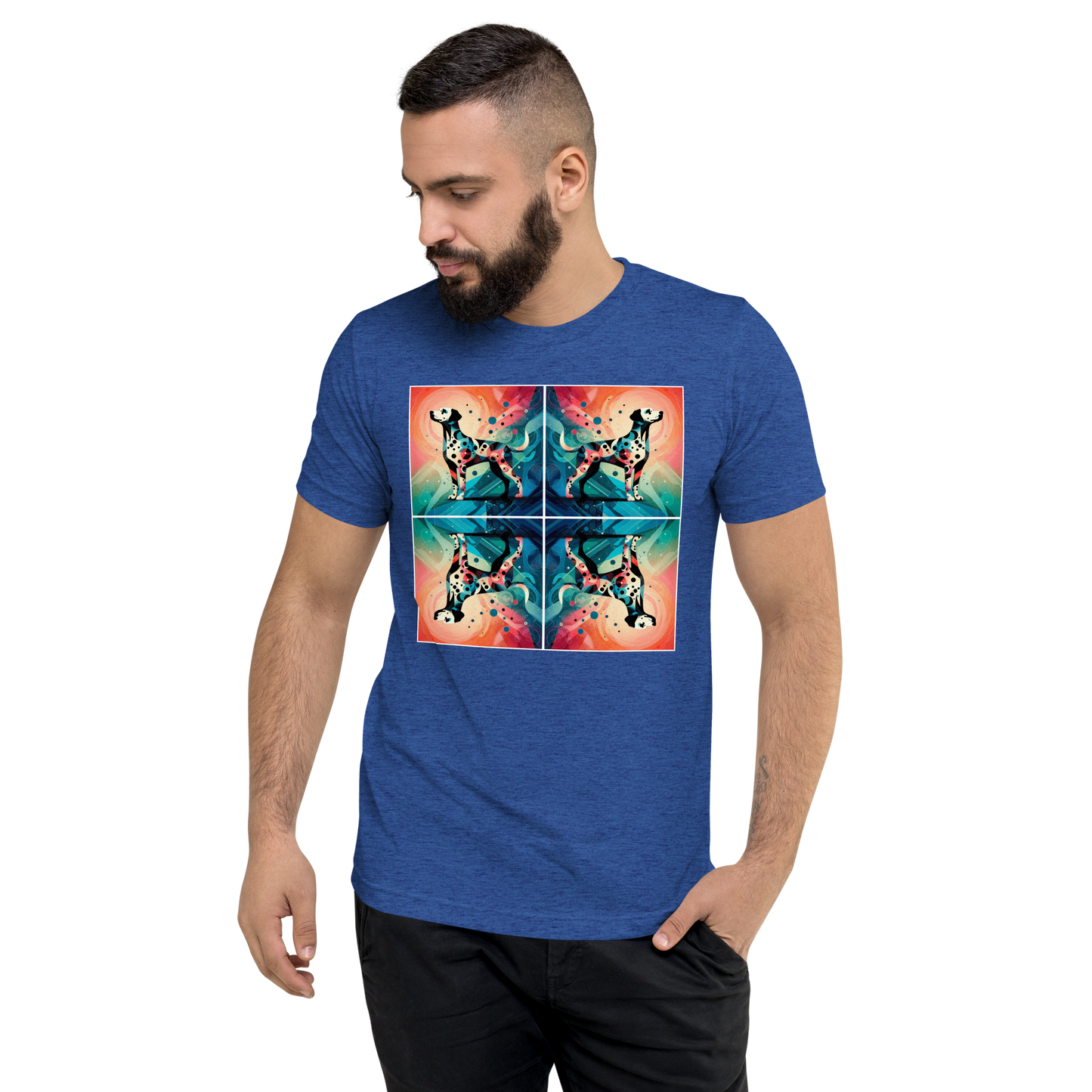 Vibrant Canine Mosaic - Men's Tri-Blend Comfort Tee