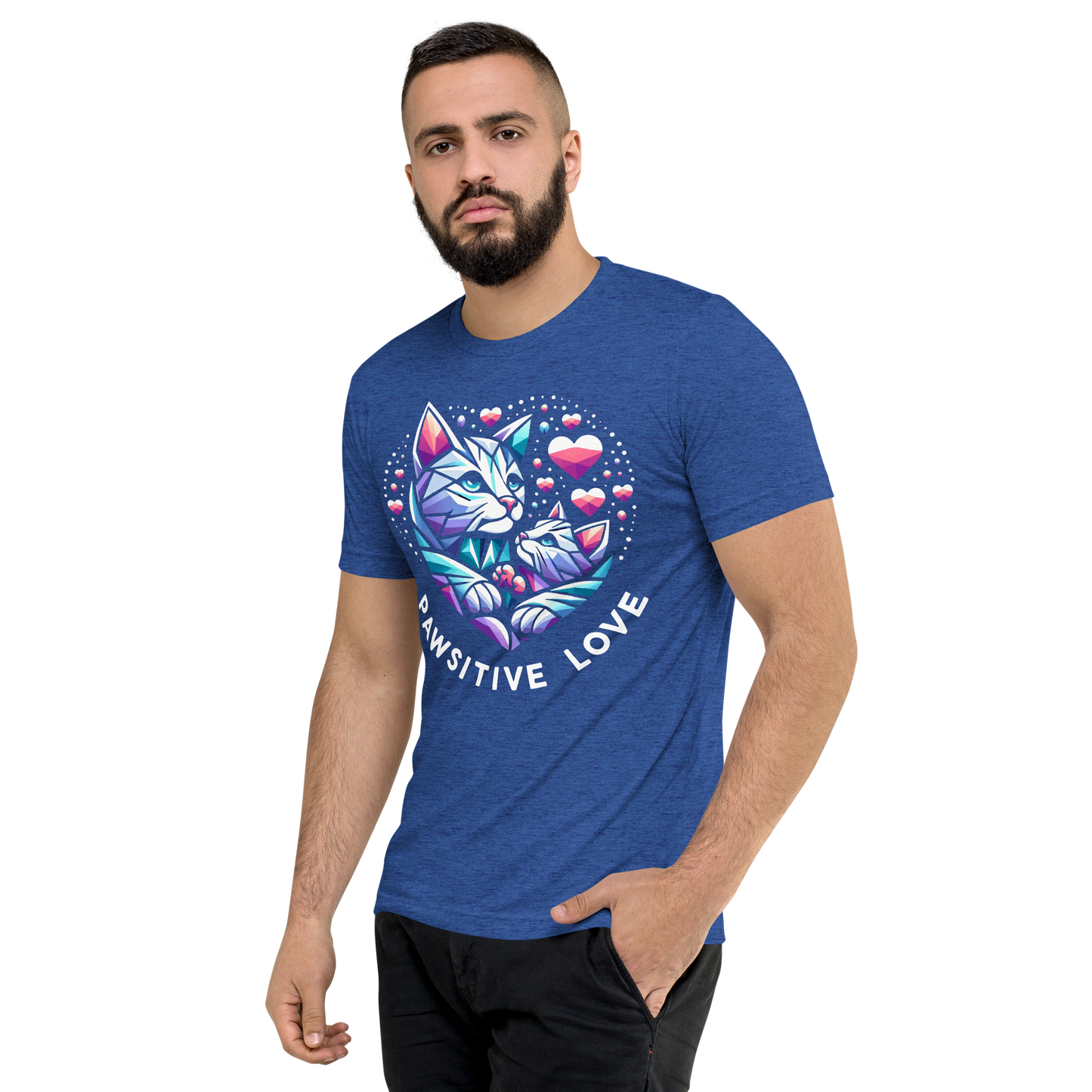 Geometric Whiskerheart - Pawsitive Love - Tri-Blend Tee