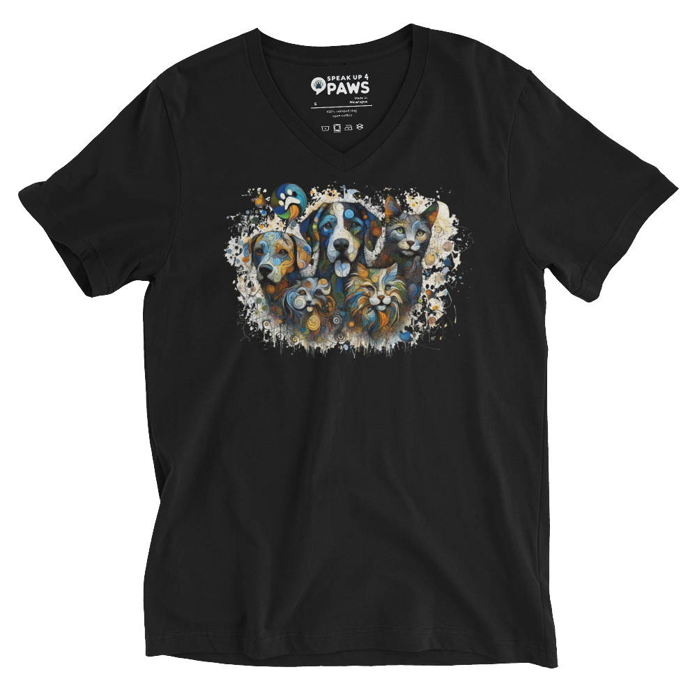 Paws in Colorful Conversation - Pollock - V-Neck Tee