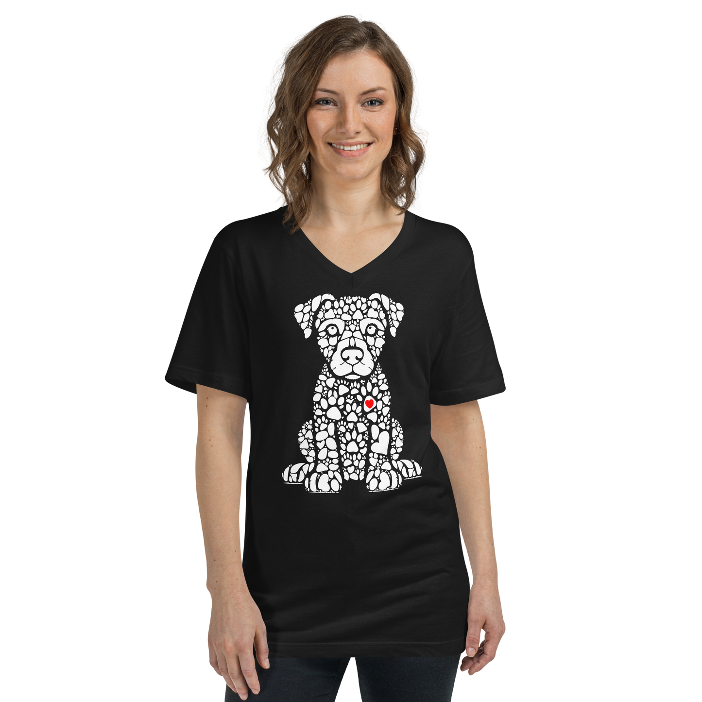 Paws of Longing - Puppy White - V-Neck Tee