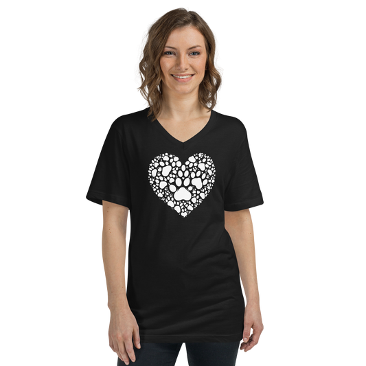 Paws of Compassion - Heart White - V-Neck Tee