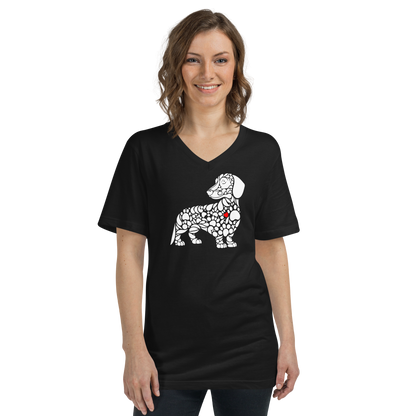 Paws of Devotion - Dachshund White - V-Neck Tee