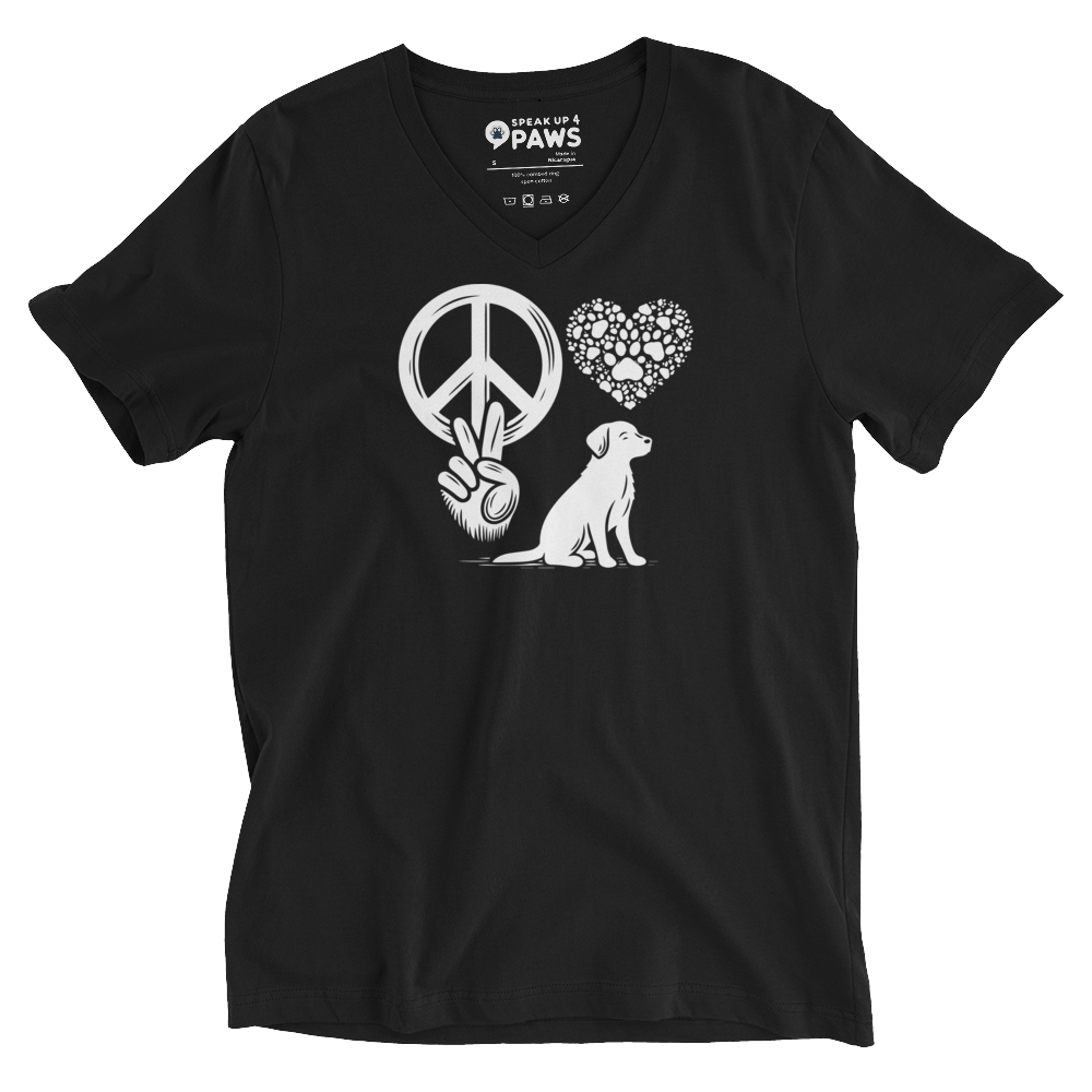 Harmony Unleashed - Peace-Love-Dog - Black - V-Neck Tee