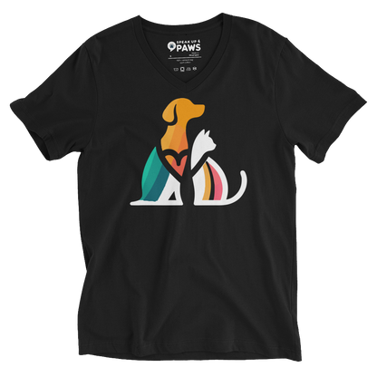 Unity Paws - Dog and Cat Dark - V-Neck Tee