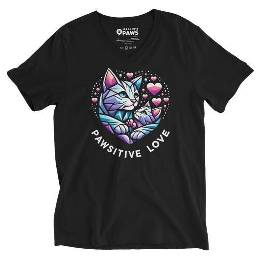 Geometric Whiskerheart - Pawsitive Love - V-Neck Tee