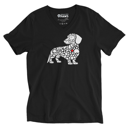 Paws of Devotion - Dachshund White - V-Neck Tee