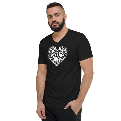 Paws of Compassion - Heart White - V-Neck Tee