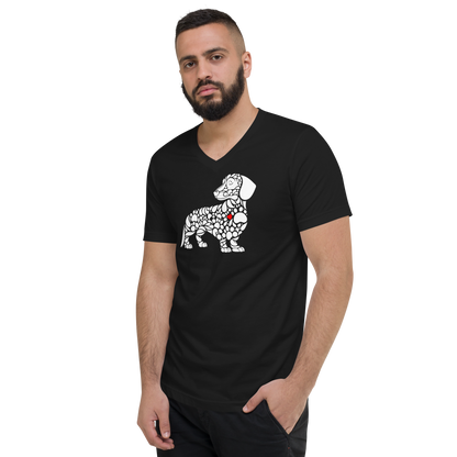 Paws of Devotion - Dachshund White - V-Neck Tee