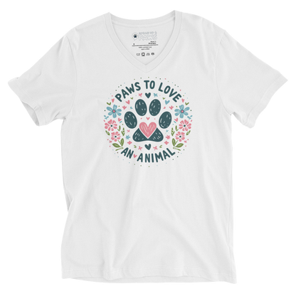 Floral Pawprints - Paws to Love Dark - V-Neck Tee