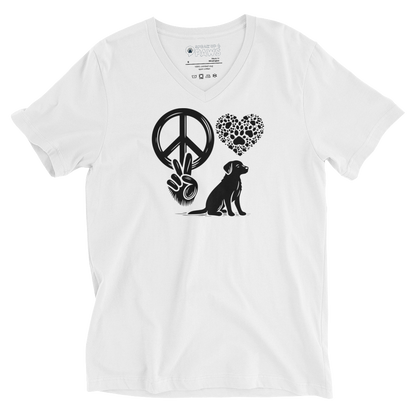 Harmony Unleashed - Peace-Love-Dog - Black - V-Neck Tee