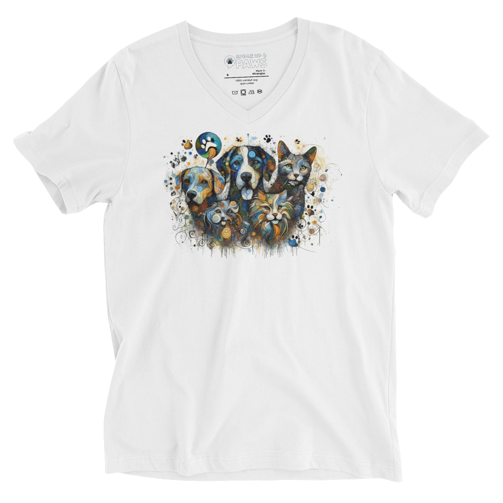 Paws in Colorful Conversation - Pollock - V-Neck Tee