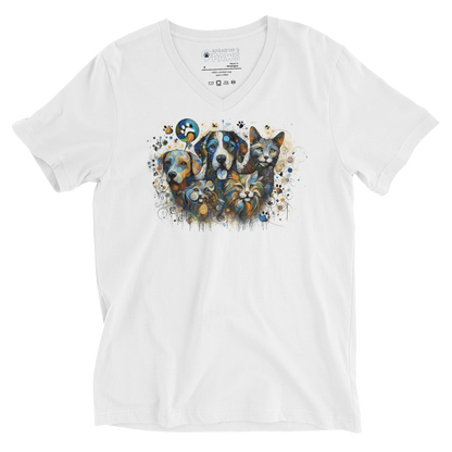 Paws in Colorful Conversation - Pollock - V-Neck Tee