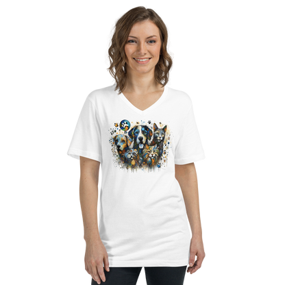 Paws in Colorful Conversation - Pollock - V-Neck Tee