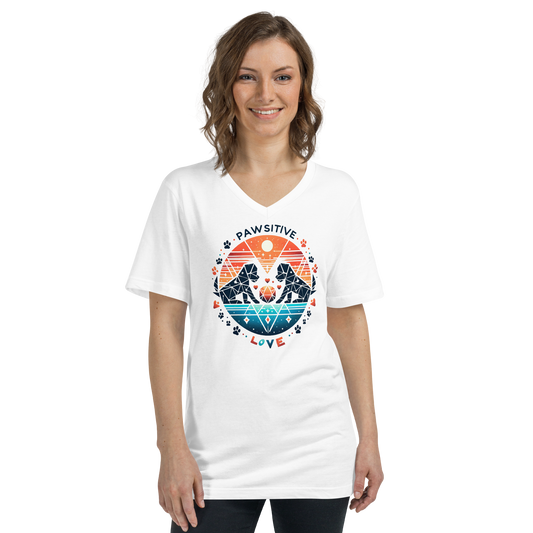 Geometric Puppy Play - Pawsitive Love - V-Neck Tee