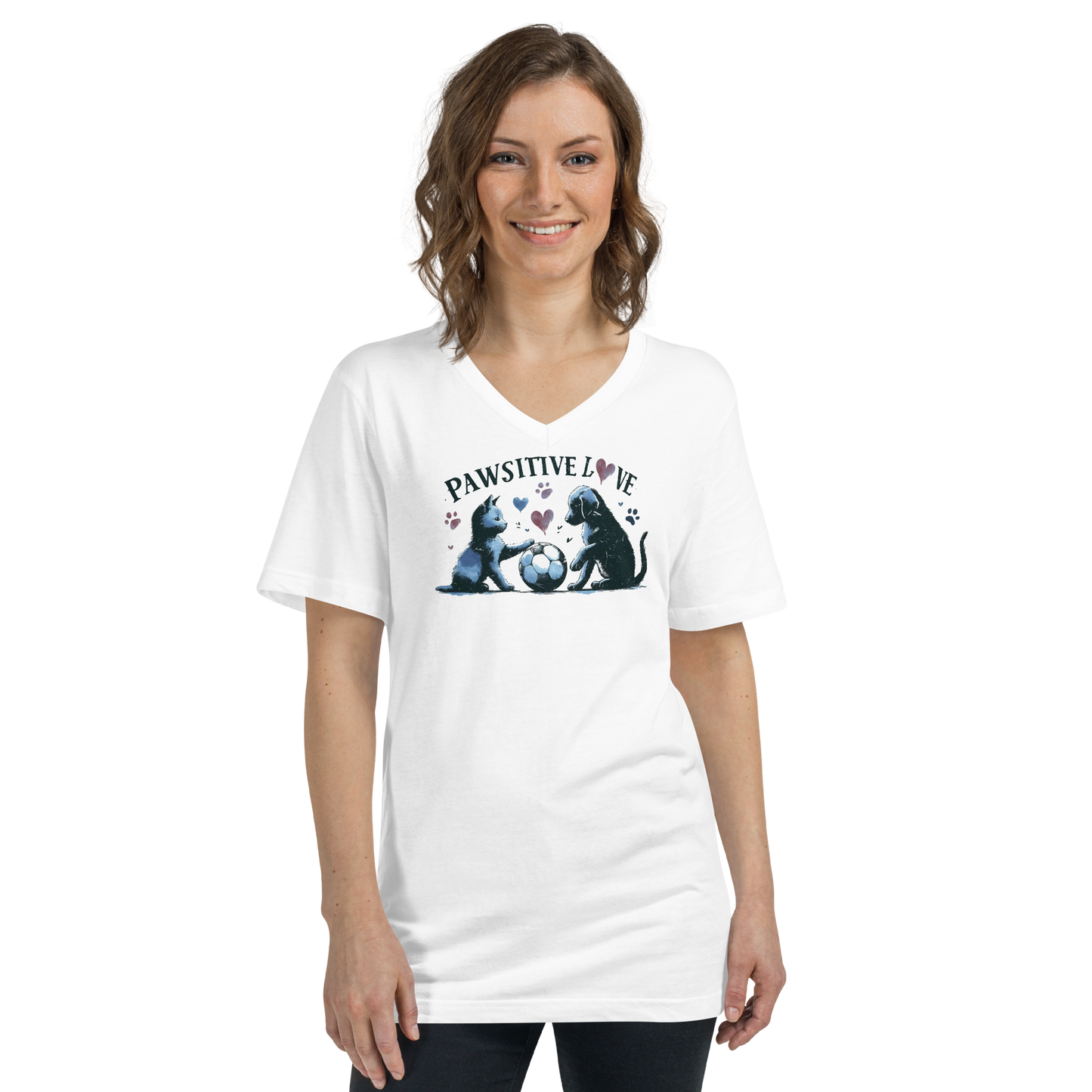 Azure Harmony - Pawsitive Love - V-Neck Tee