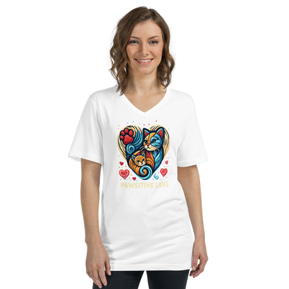 Feline Harmony - Pawsitive Love - V-Neck Tee