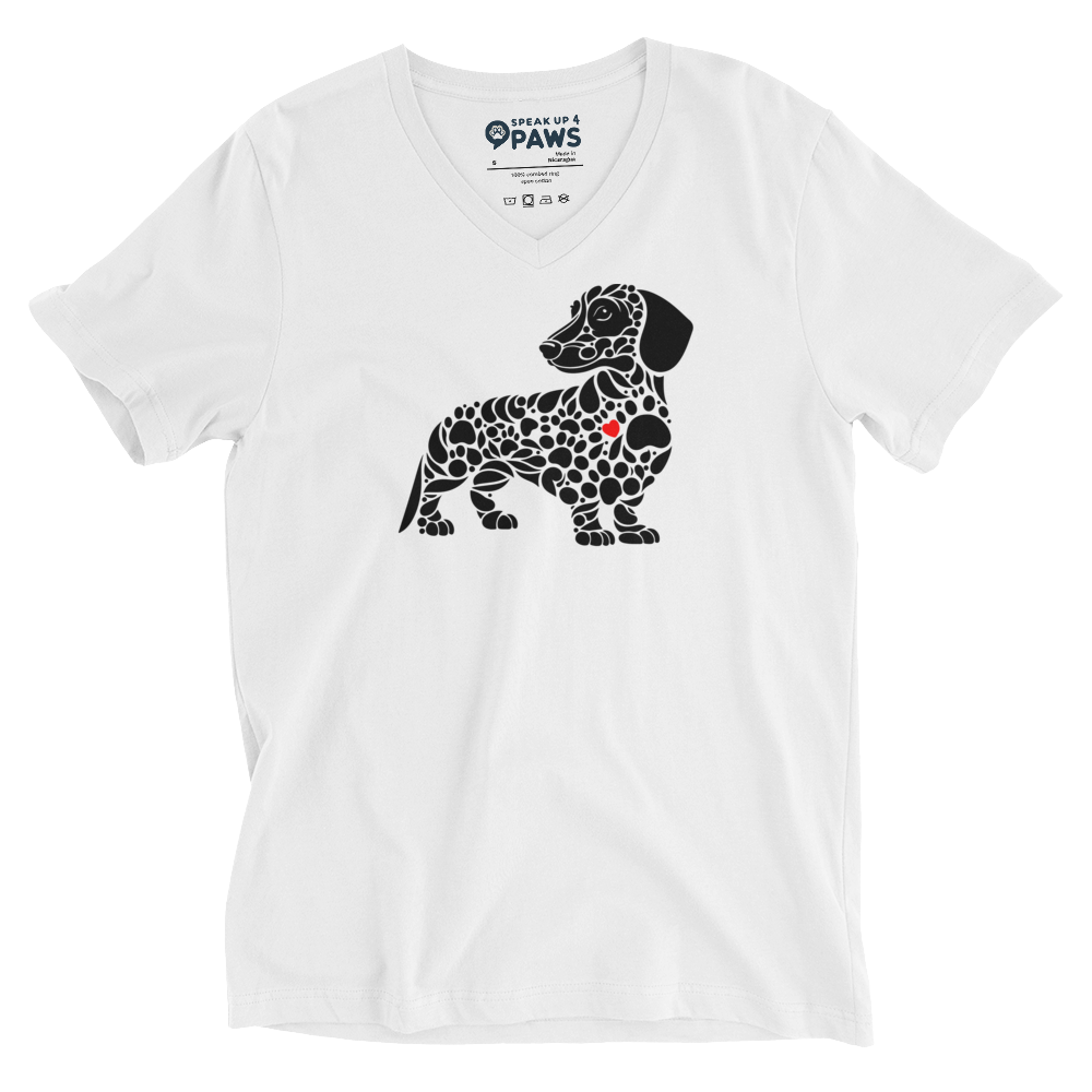 Paws of Devotion - Dachshund White - V-Neck Tee