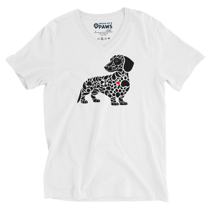 Paws of Devotion - Dachshund White - V-Neck Tee