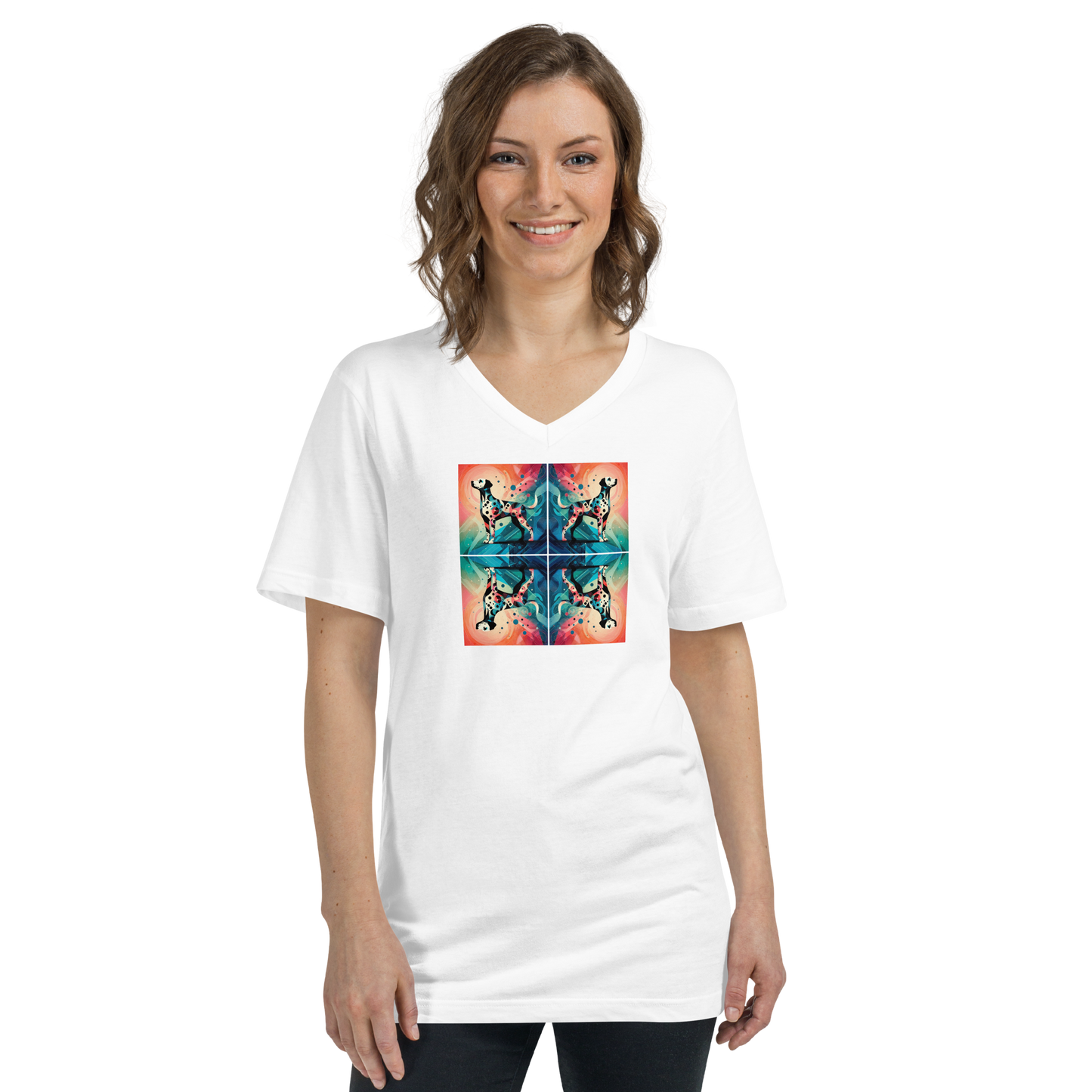 Vibrant Canine Mosaic - V-Neck Tee