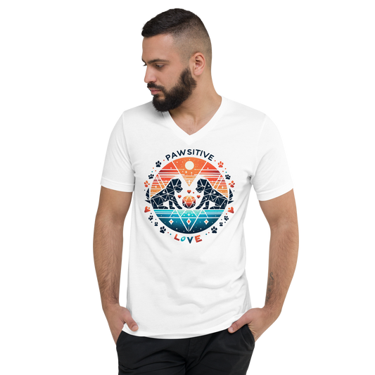 Geometric Puppy Play - Pawsitive Love - Men's V-Neck Tee