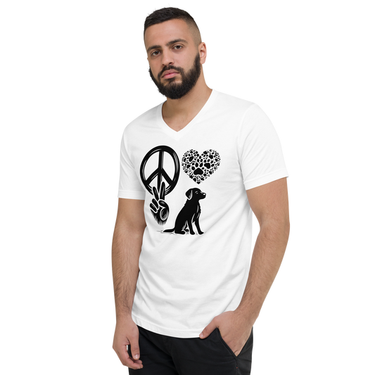 Harmony Unleashed - Peace-Love-Dog - Black - Men's V-Neck Tee